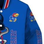 kansas jayhawks spooky grin blue varsity jacket best selling