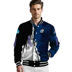 kansas jayhawks torn texture print blue black varsity jacket best selling