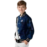 kansas jayhawks torn texture print blue black varsity jacket best selling