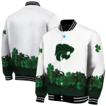 kansas state wildcats clovers pattern white green varsity jacket best selling