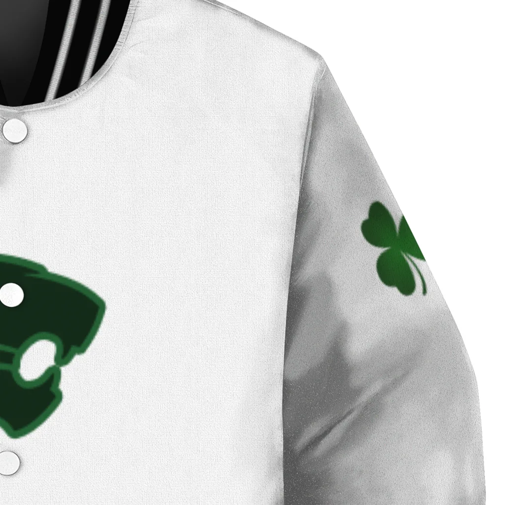 kansas state wildcats clovers pattern white green varsity jacket premium grade kansas state wildcats clovers pattern white green varsity jacket premium grade