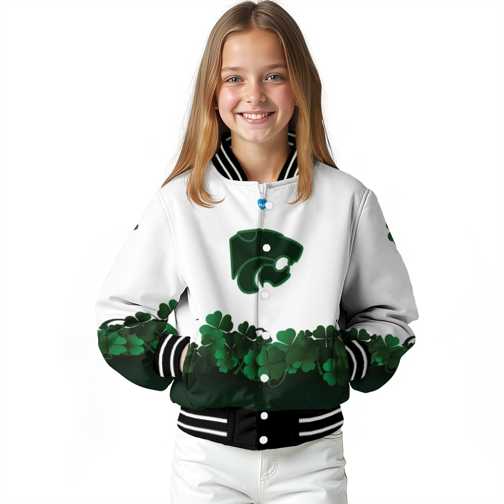 kansas state wildcats clovers pattern white green varsity jacket top rated kansas state wildcats clovers pattern white green varsity jacket top rated