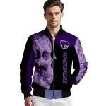 kansas state wildcats fire skull purple black bomber jacket best selling