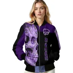 kansas state wildcats fire skull purple black bomber jacket best selling