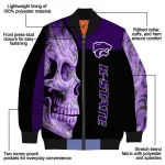 kansas state wildcats fire skull purple black bomber jacket best selling