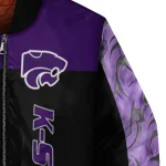 kansas state wildcats fire skull purple black bomber jacket best selling