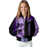 kansas state wildcats fire skull purple black bomber jacket best selling