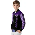 kansas state wildcats fire skull purple black bomber jacket best selling