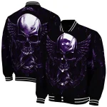 kansas state wildcats skull bite purple black varsity jacket best selling