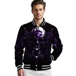 kansas state wildcats skull bite purple black varsity jacket best selling