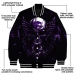 kansas state wildcats skull bite purple black varsity jacket best selling