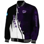 kansas state wildcats torn texture print purple black varsity jacket best selling
