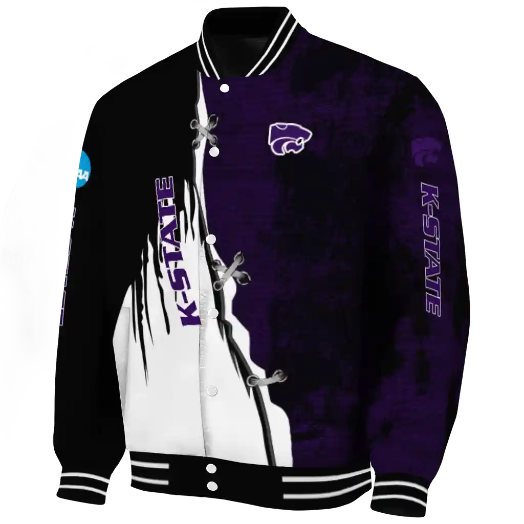 kansas state wildcats torn texture print purple black varsity jacket best selling kansas state wildcats torn texture print purple black varsity jacket best selling