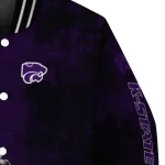kansas state wildcats torn texture print purple black varsity jacket best selling