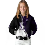 kansas state wildcats torn texture print purple black varsity jacket best selling