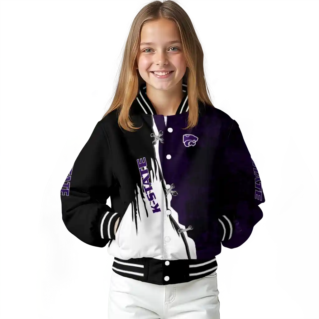 kansas state wildcats torn texture print purple black varsity jacket top rated kansas state wildcats torn texture print purple black varsity jacket top rated