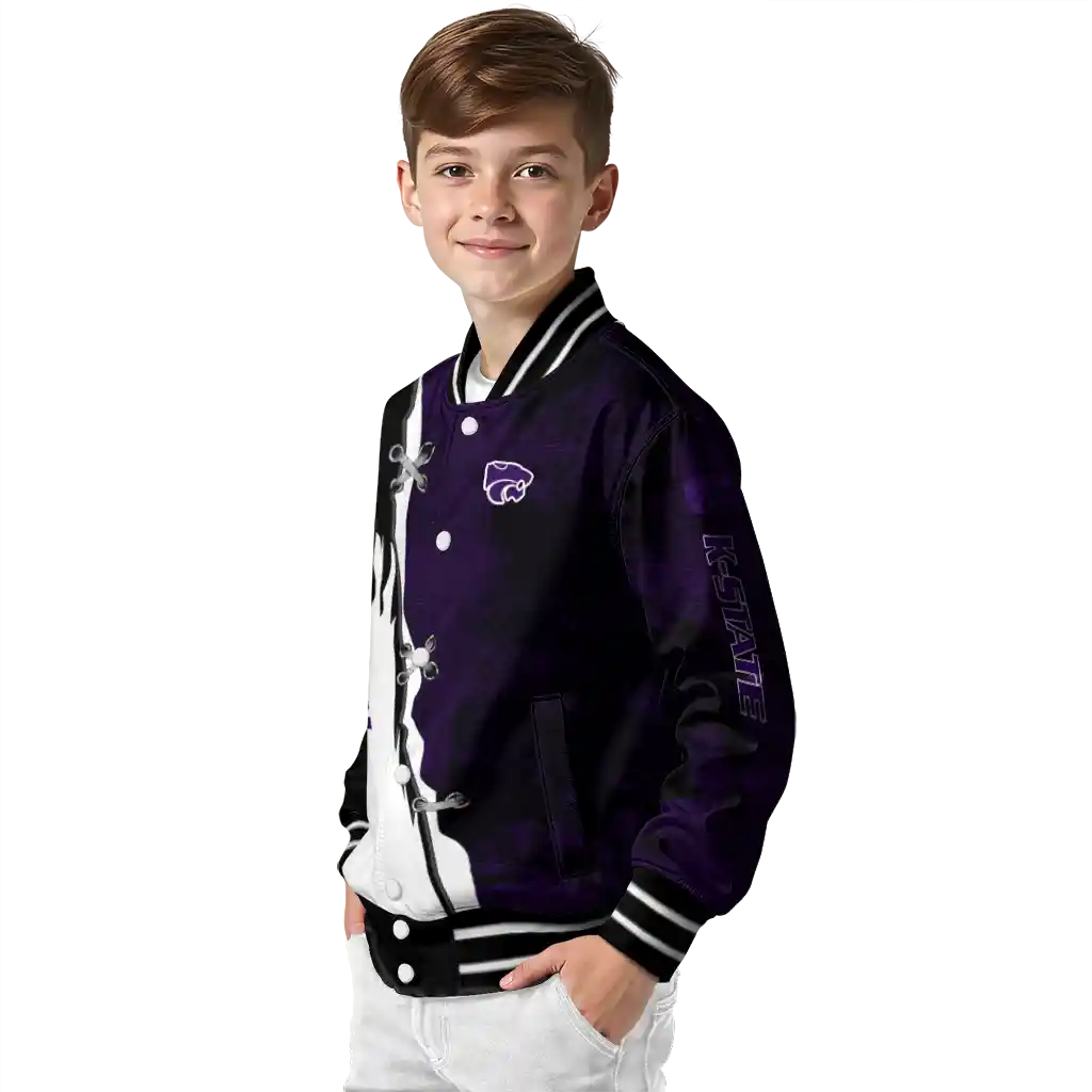 kansas state wildcats torn texture print purple black varsity jacket trendy kansas state wildcats torn texture print purple black varsity jacket trendy