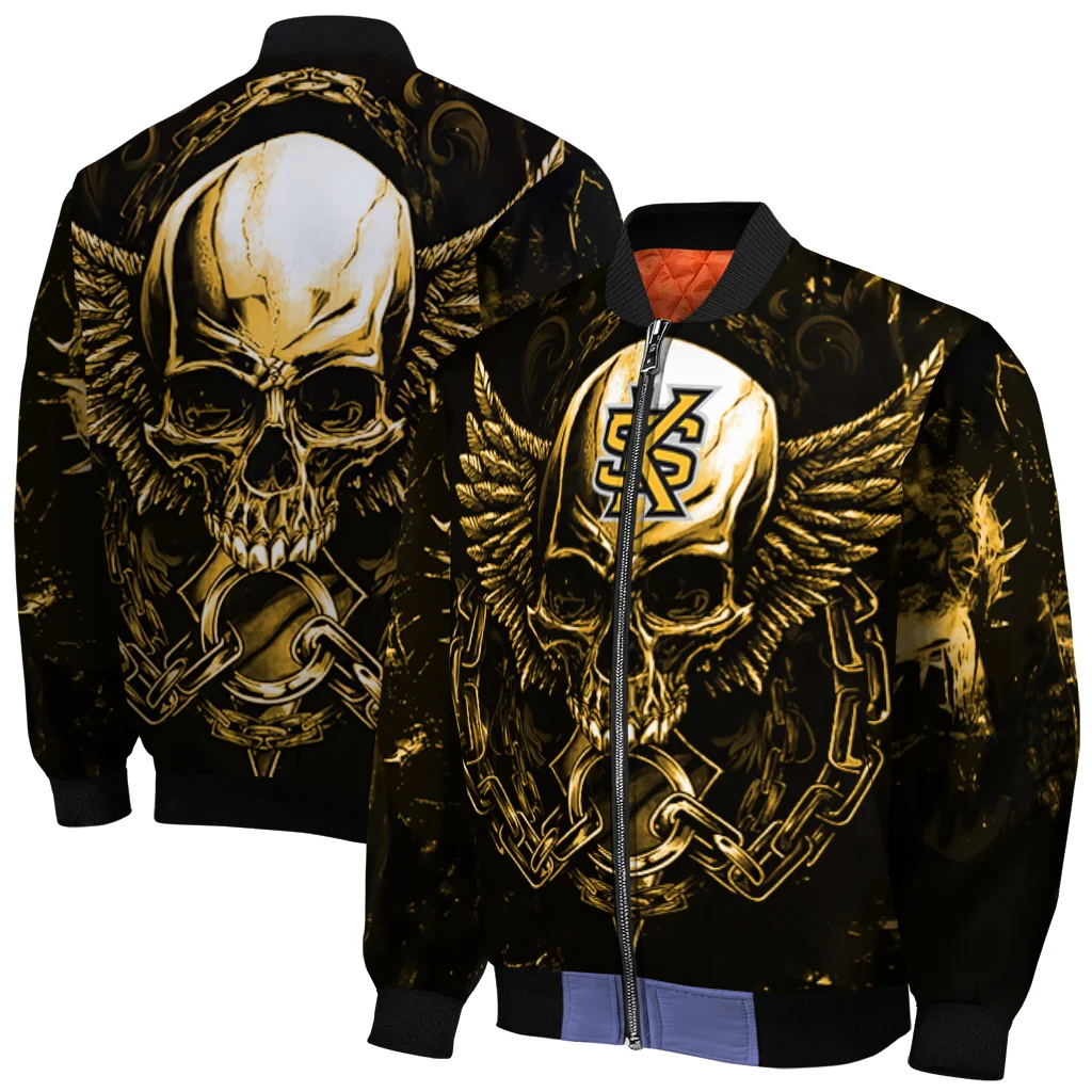 kennesaw state owls skull bite gold black bomber jacket best selling kennesaw state owls skull bite gold black bomber jacket best selling