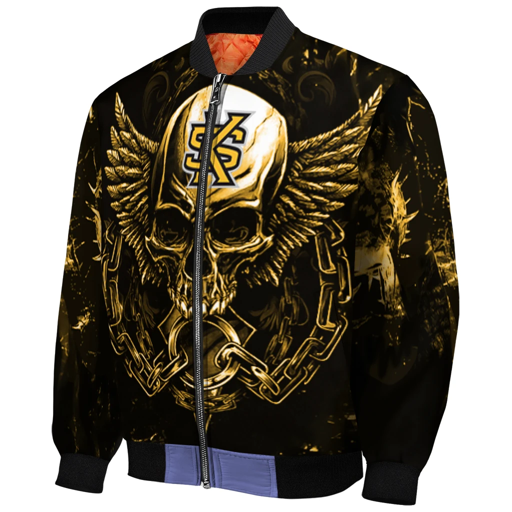 kennesaw state owls skull bite gold black bomber jacket fashion forward kennesaw state owls skull bite gold black bomber jacket fashion forward