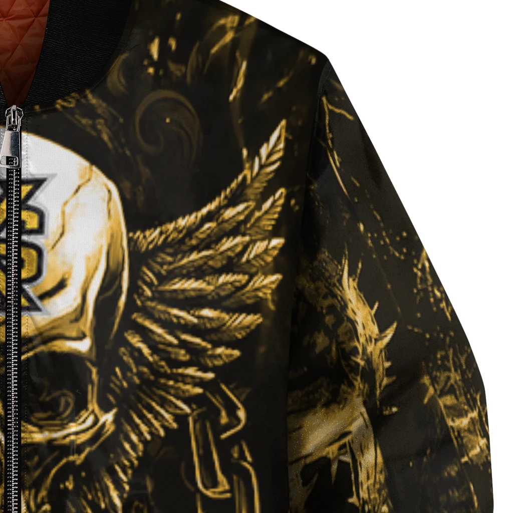 kennesaw state owls skull bite gold black bomber jacket premium grade kennesaw state owls skull bite gold black bomber jacket premium grade