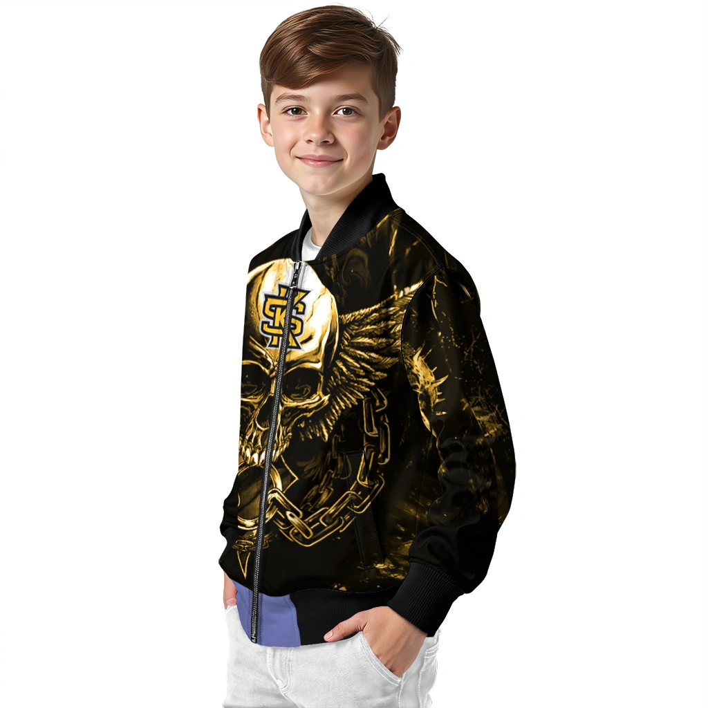 kennesaw state owls skull bite gold black bomber jacket trendy kennesaw state owls skull bite gold black bomber jacket trendy