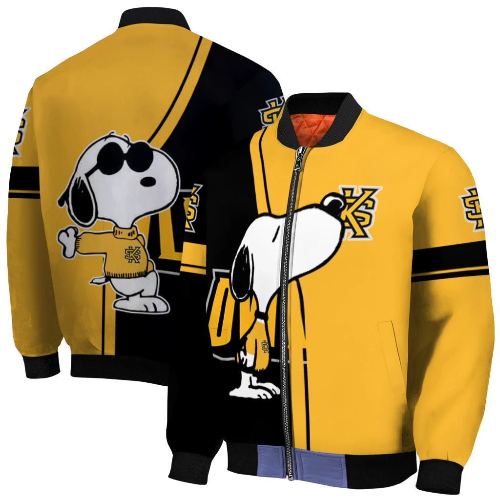 kennesaw state owls snoopy attitude gold bomber jacket best selling kennesaw state owls snoopy attitude gold bomber jacket best selling