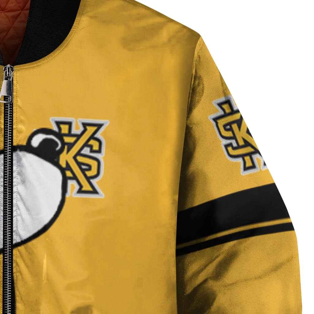 kennesaw state owls snoopy attitude gold bomber jacket premium grade kennesaw state owls snoopy attitude gold bomber jacket premium grade