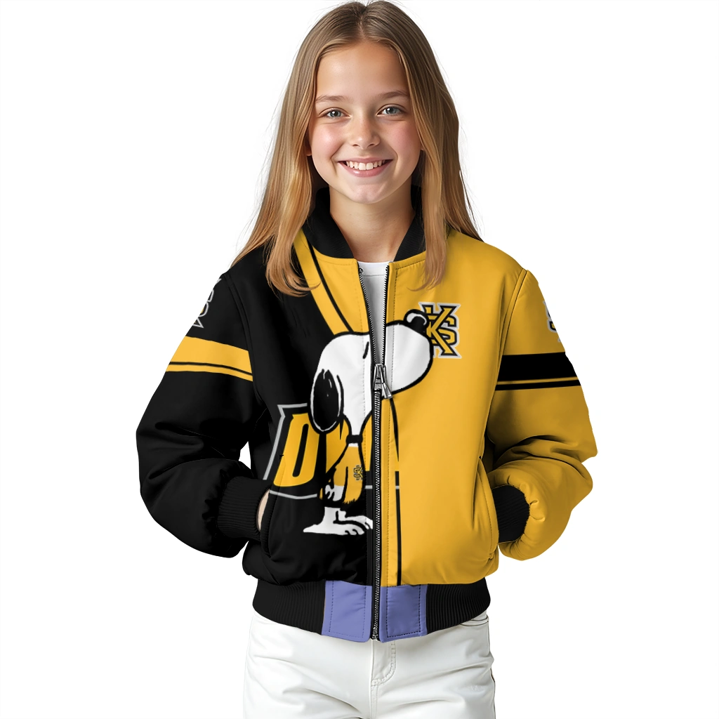 kennesaw state owls snoopy attitude gold bomber jacket top rated kennesaw state owls snoopy attitude gold bomber jacket top rated
