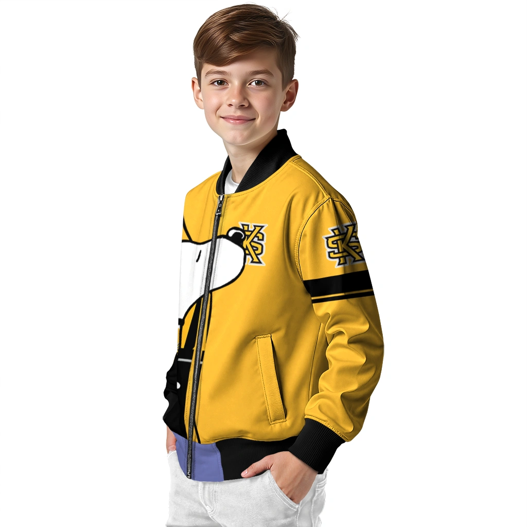 kennesaw state owls snoopy attitude gold bomber jacket trendy kennesaw state owls snoopy attitude gold bomber jacket trendy