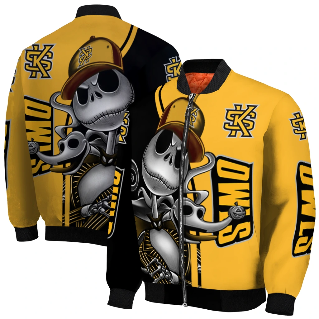 kennesaw state owls spooky grin gold bomber jacket best selling kennesaw state owls spooky grin gold bomber jacket best selling
