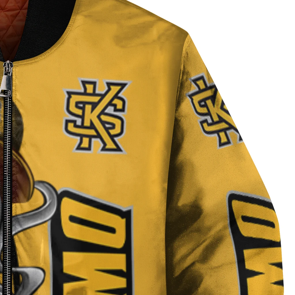 kennesaw state owls spooky grin gold bomber jacket premium grade kennesaw state owls spooky grin gold bomber jacket premium grade