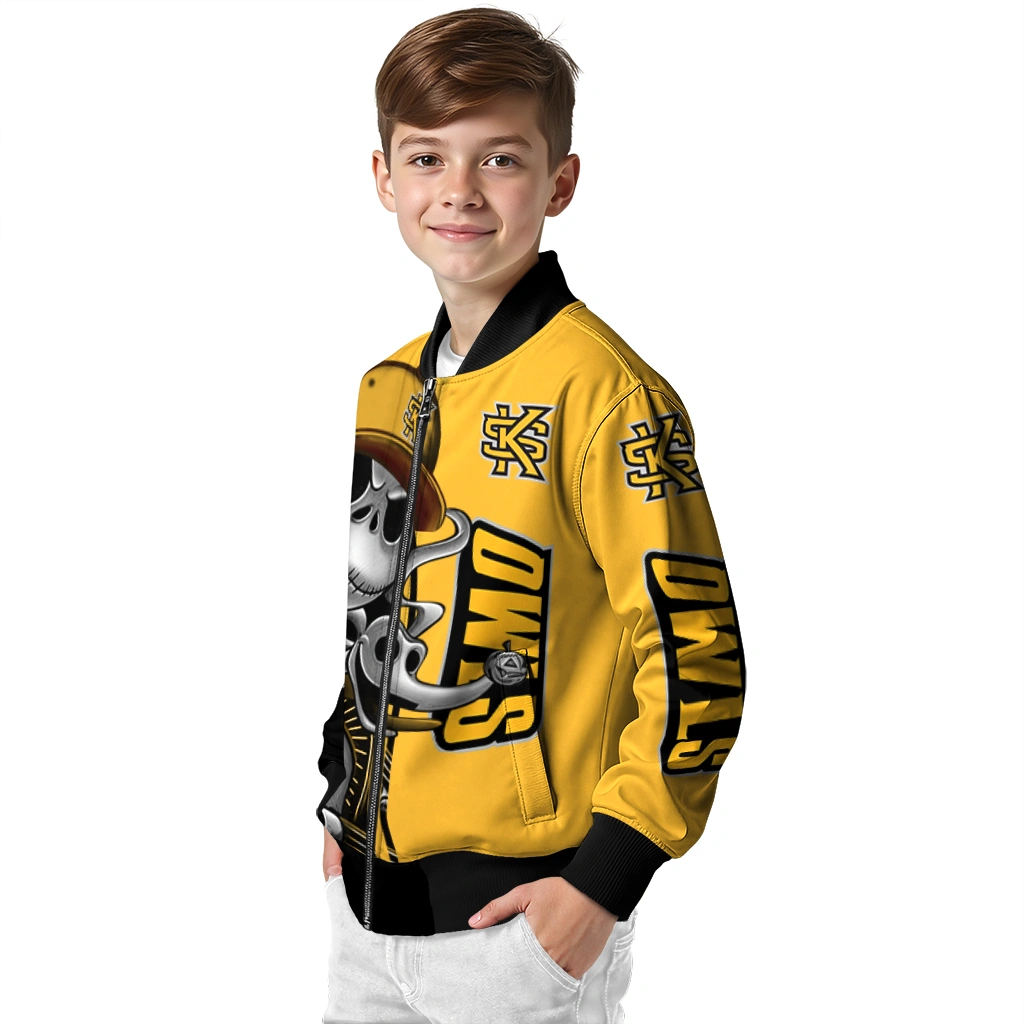 kennesaw state owls spooky grin gold bomber jacket trendy kennesaw state owls spooky grin gold bomber jacket trendy