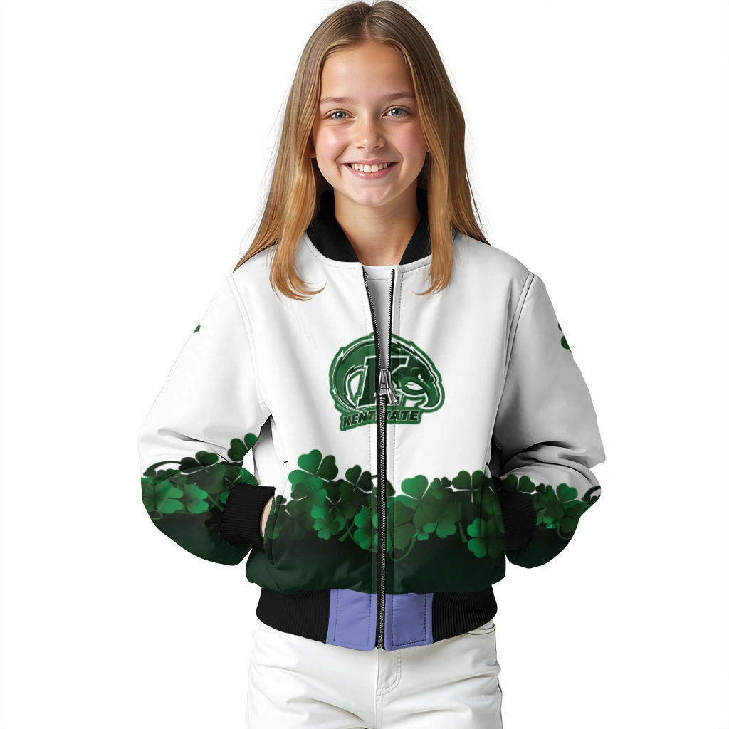kent state golden flashes clovers pattern white green bomber jacket top rated kent state golden flashes clovers pattern white green bomber jacket top rated
