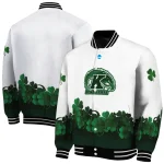 kent state golden flashes clovers pattern white green varsity jacket best selling