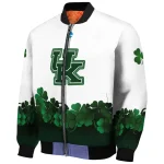 kentucky wildcats clovers pattern white green bomber jacket best selling