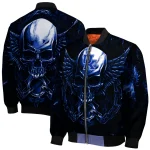 kentucky wildcats skull bite blue black bomber jacket best selling