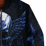 kentucky wildcats skull bite blue black bomber jacket best selling