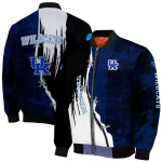 kentucky wildcats torn texture print blue black bomber jacket best selling