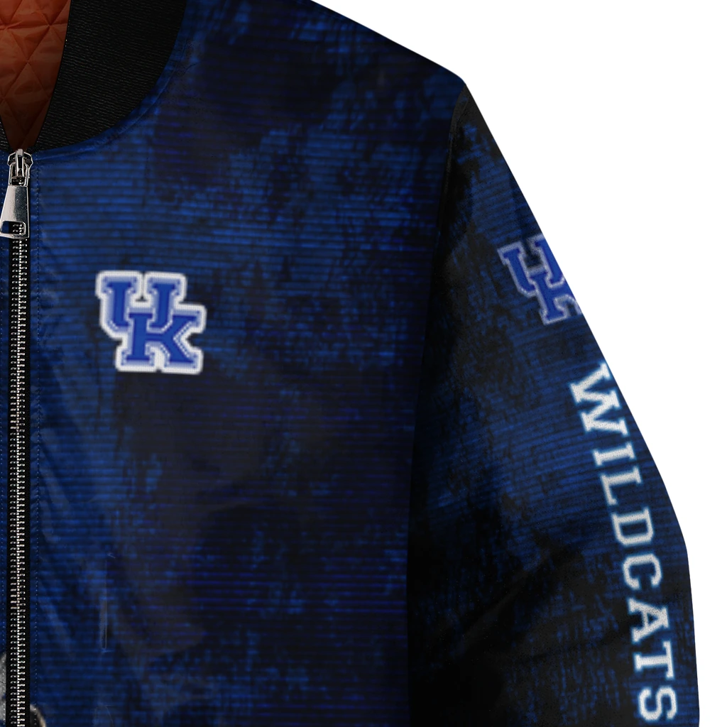 kentucky wildcats torn texture print blue black bomber jacket premium grade kentucky wildcats torn texture print blue black bomber jacket premium grade