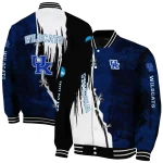 kentucky wildcats torn texture print blue black varsity jacket best selling