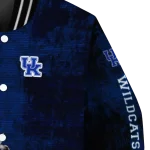 kentucky wildcats torn texture print blue black varsity jacket best selling
