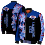 la tech fire skull blue black bomber jacket best selling