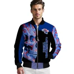 la tech fire skull blue black bomber jacket best selling