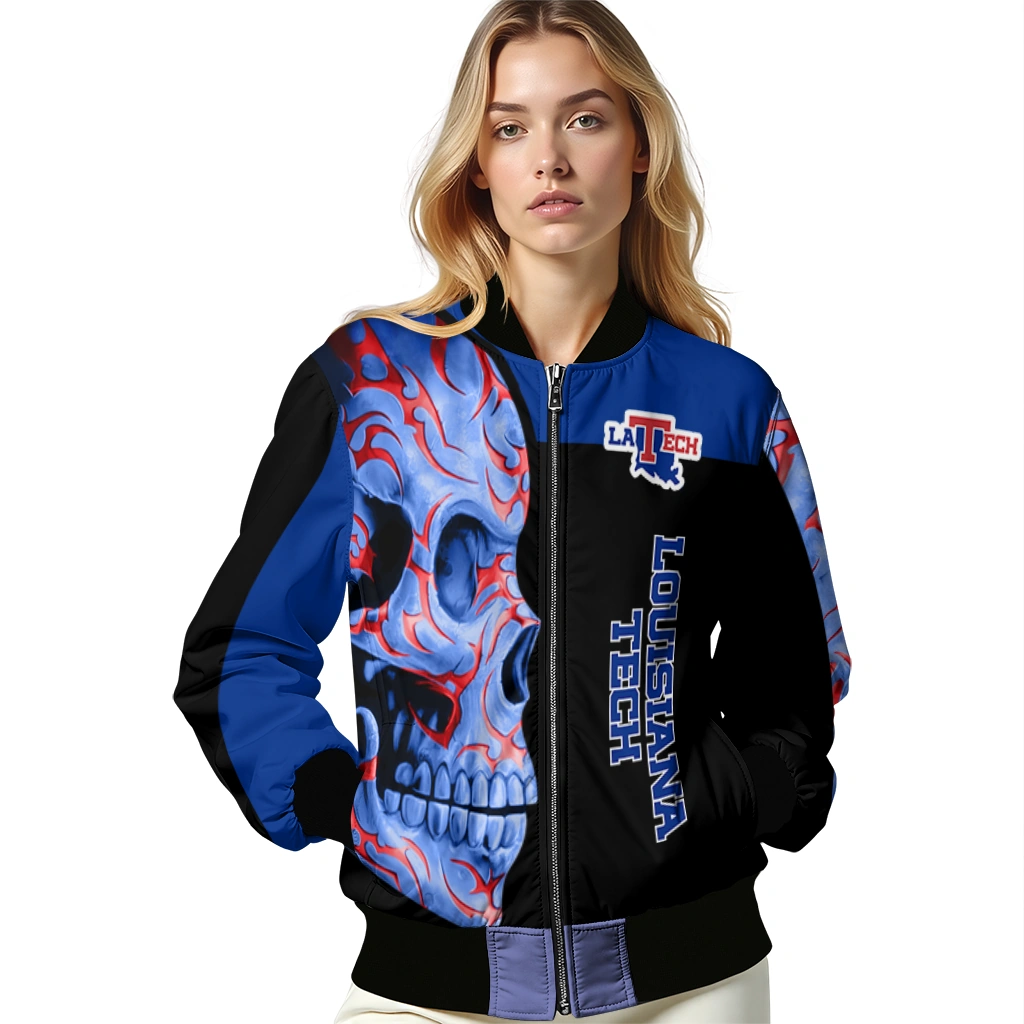 la tech fire skull blue black bomber jacket latest model la tech fire skull blue black bomber jacket latest model