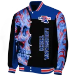 la tech fire skull blue black varsity jacket best selling