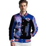 la tech fire skull blue black varsity jacket best selling