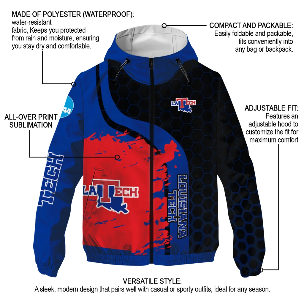 la tech grid streak blue black windbreaker jacket new arrival la tech grid streak blue black windbreaker jacket new arrival