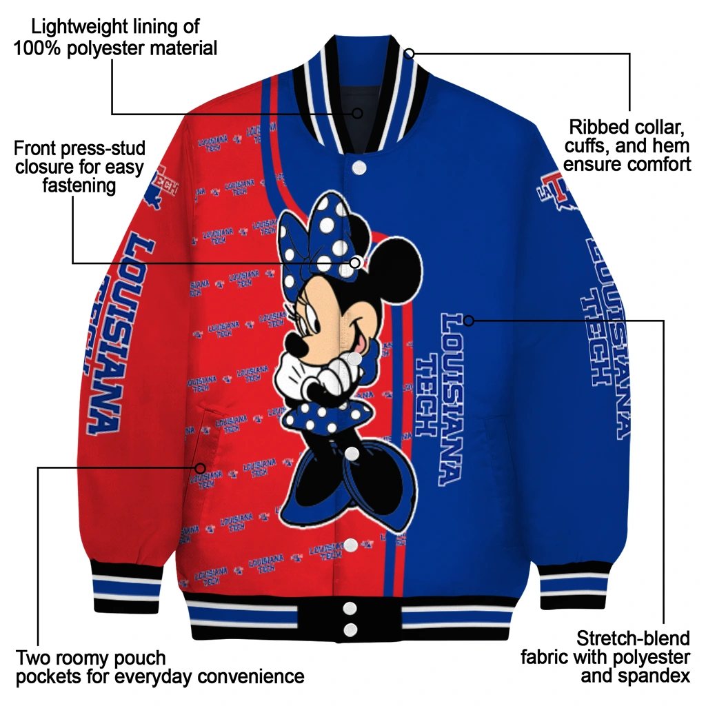la tech minnie mouse blue varsity jacket new arrival la tech minnie mouse blue varsity jacket new arrival