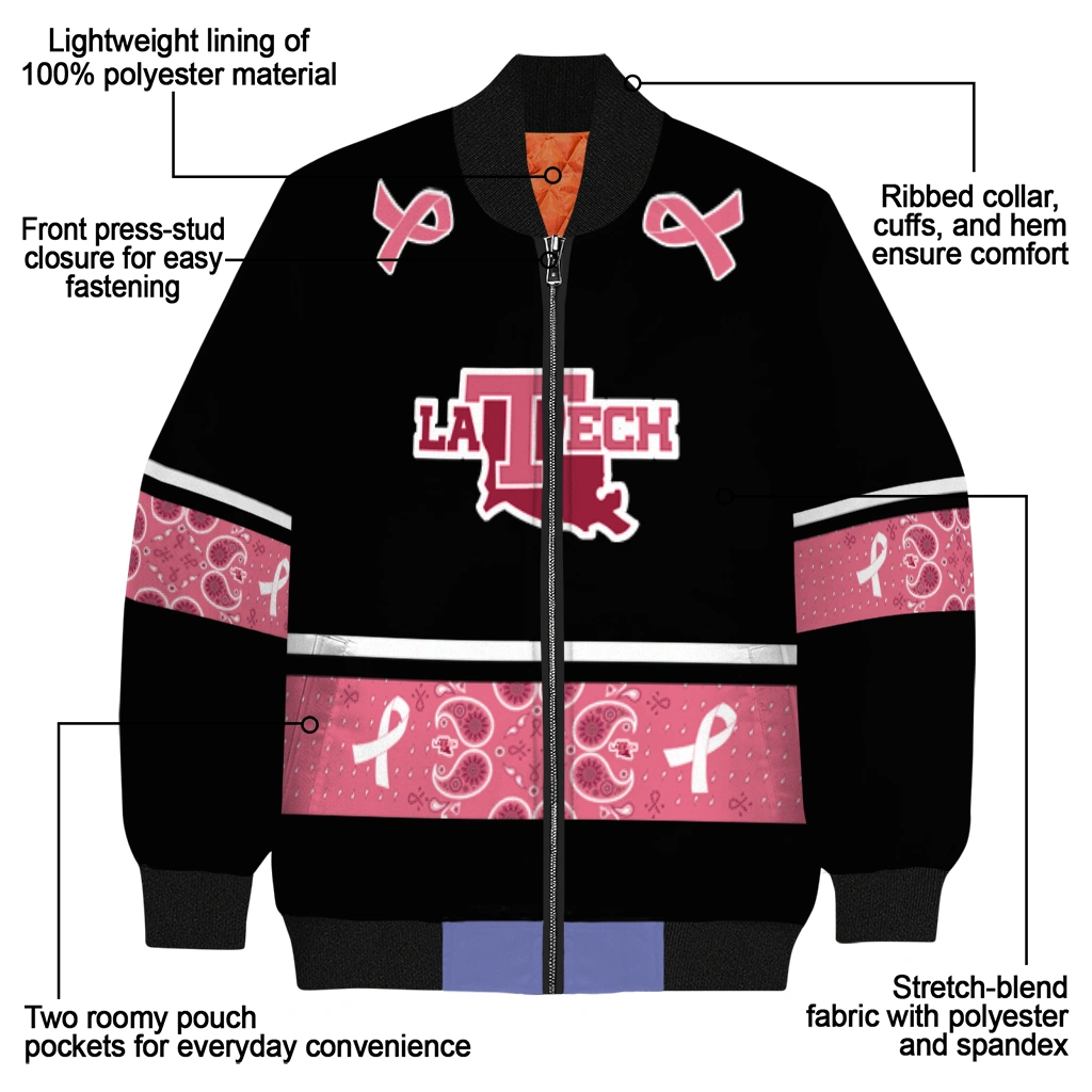 la tech pink ribbon black pink bomber jacket new arrival la tech pink ribbon black pink bomber jacket new arrival
