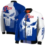 la tech skull outline blue white bomber jacket best selling